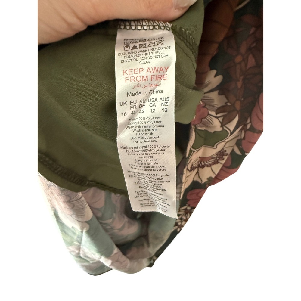 PrettyLittleThing Floral Draped Midi Dress Sage Rose Size 12 Boho NWT - Picture 9 of 10